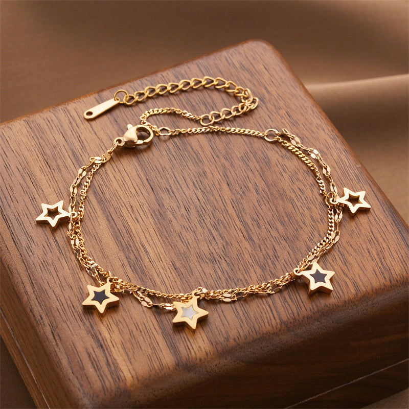 Double Layer Pentagram Titanium Steel Bracelet For Women