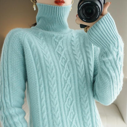 Womens High Neck Knitted Sweater