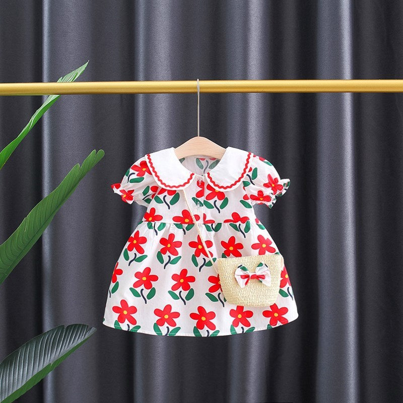 Girls Small Flowers Cotton Dress