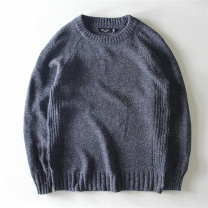 Men's Casual Round Neck Pullover Sweater Patch Raglan Sleeve