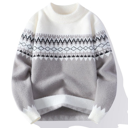 Men's Jacquard Pullover Knitted Sweater