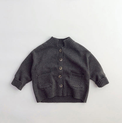 Children's Knitted Stand-up Collar Cardigan Top