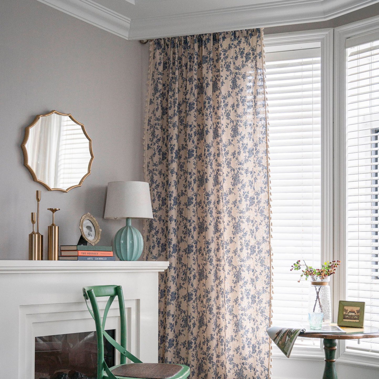 Cotton And Linen Printing Kitchen Curtain