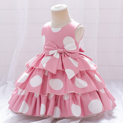 Girls' Casual Polka Dot Printed Dress