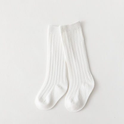 Sunken Stripe Socks Baby Plain Middle-long Stockings