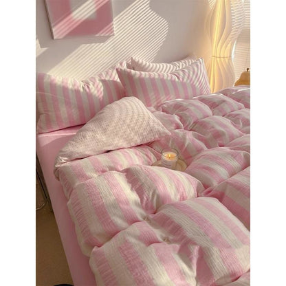 Class A Bare Sleeping Simple Striped Cotton Bed Sheet