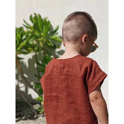 Children's Linen Cotton Short-sleeved T-shirt