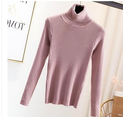 Tight pullover turtleneck sweater for women