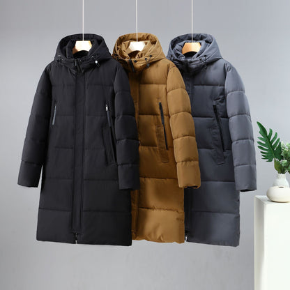 Mens Outdoor Windproof Warm Overknee Thickened coat