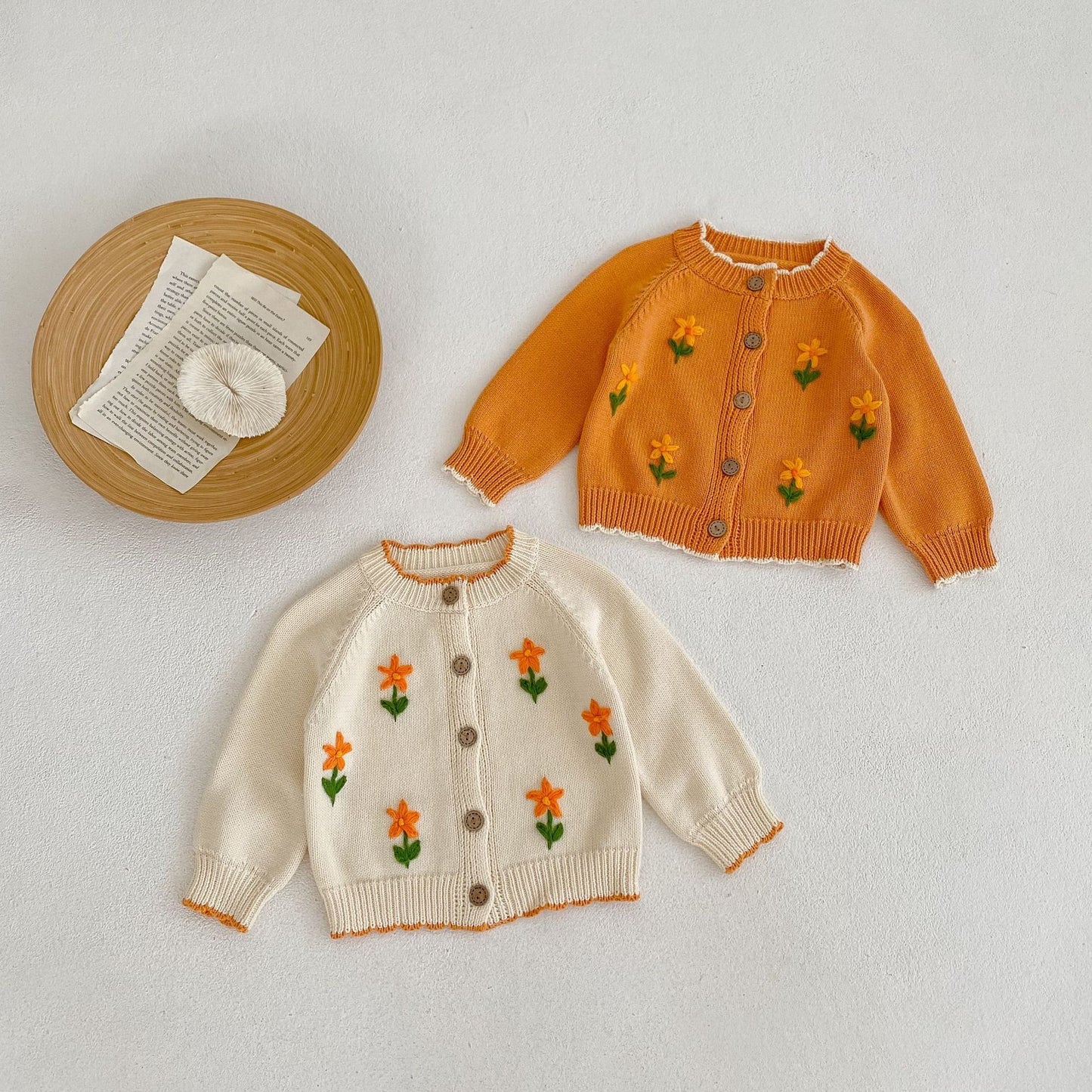 Hand Crochet Embroidered Flowers Knitted Sweater