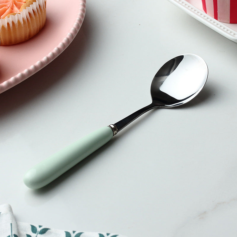 Candy Colored Ceramic Stainless Steel Spoon