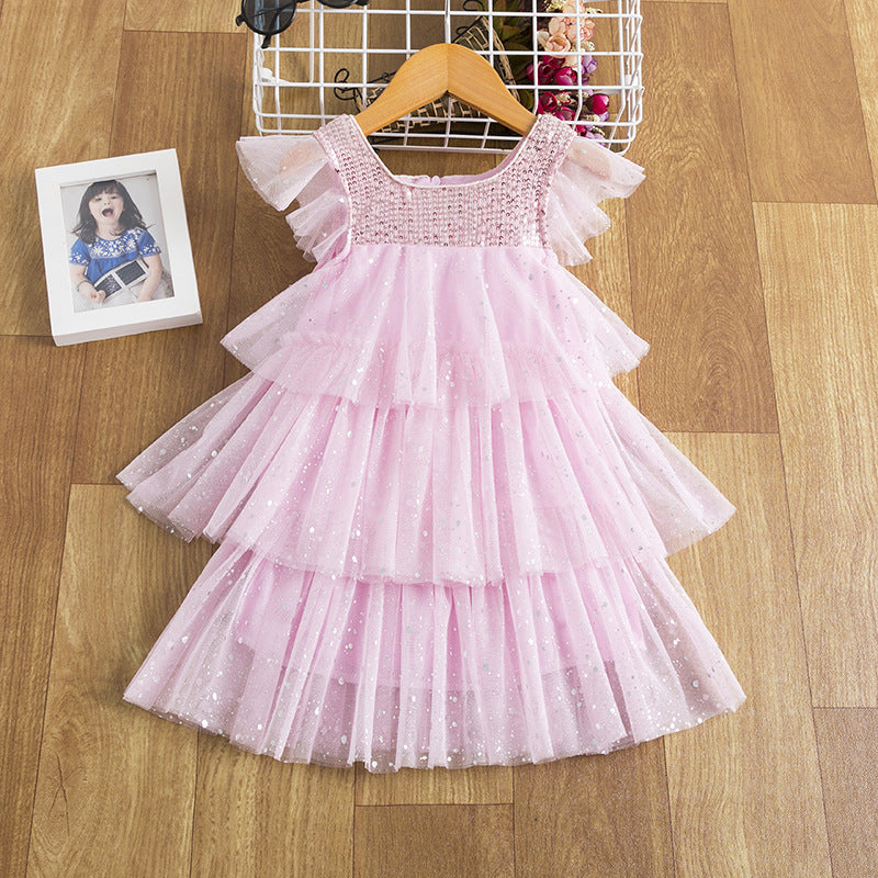 Girls' Fairy Sequined Mesh Dress