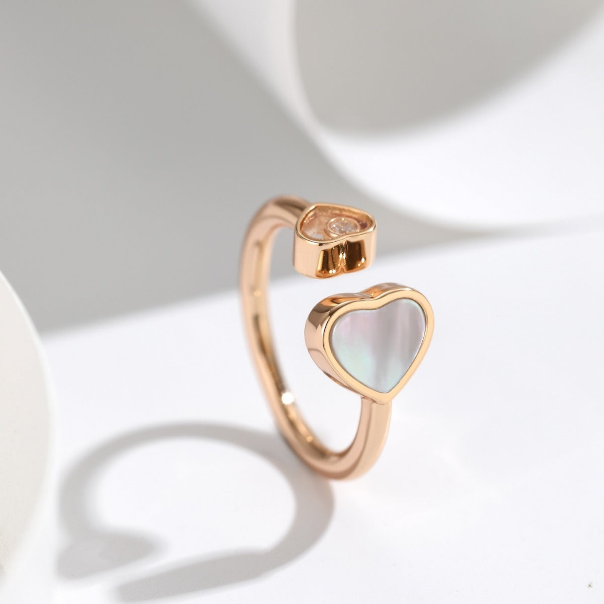 Love Happy stone Open Ring Couple