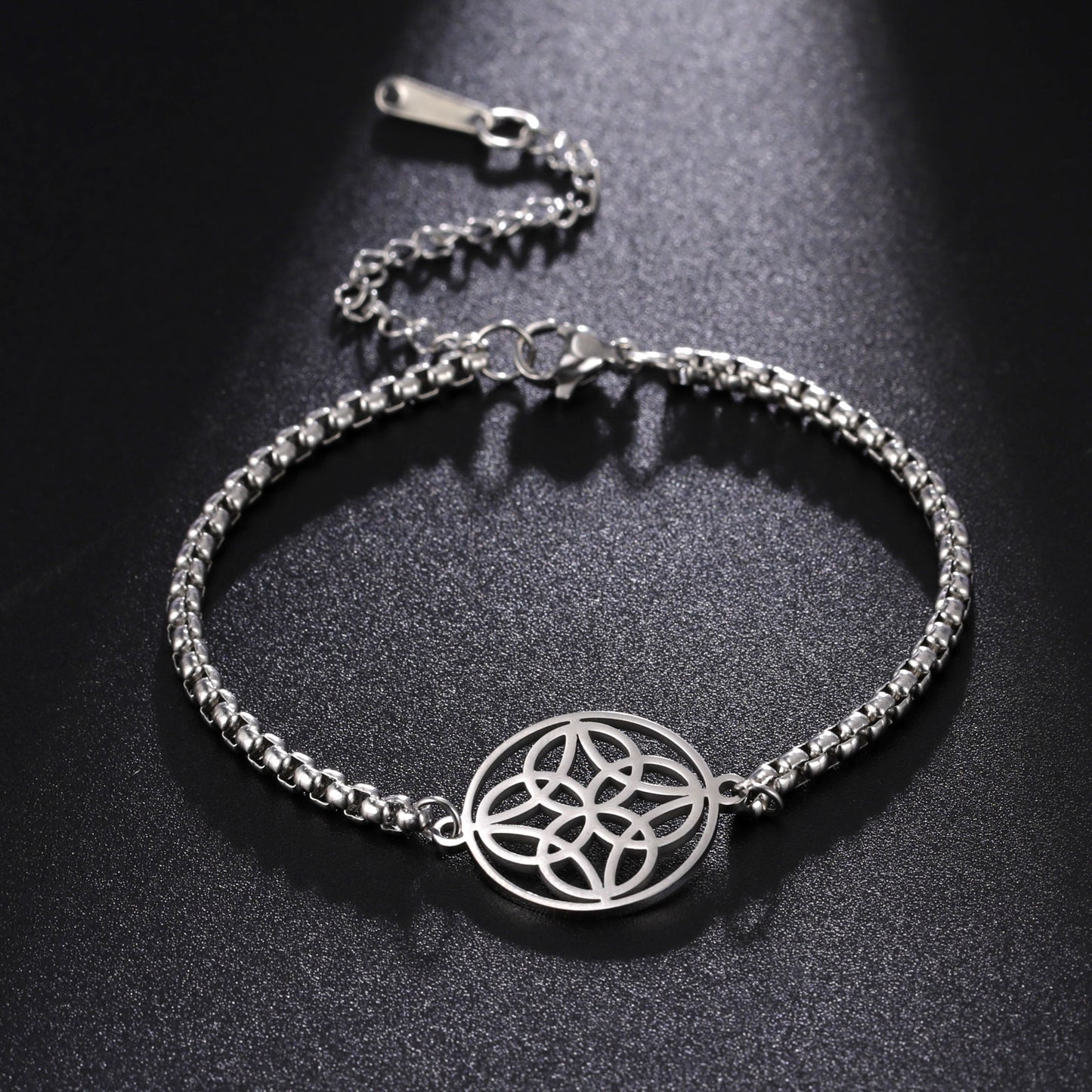 Womens 18K Gold Plating Celtic Knot Pendant Stainless Steel Bracelet