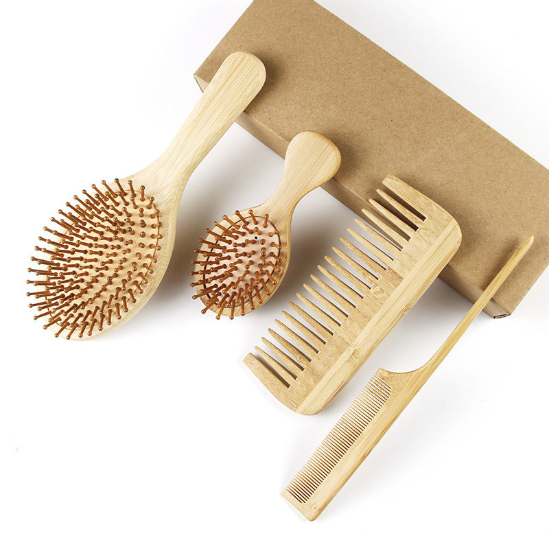 Bamboo Comb Four-piece Set Oval Air Cushion Massage Comb