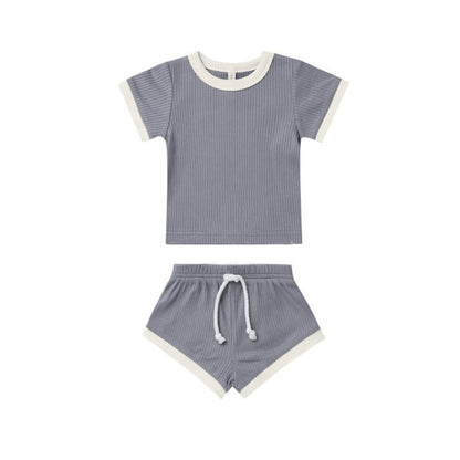 Children's Shorts Sunken Stripe Two-piece Set