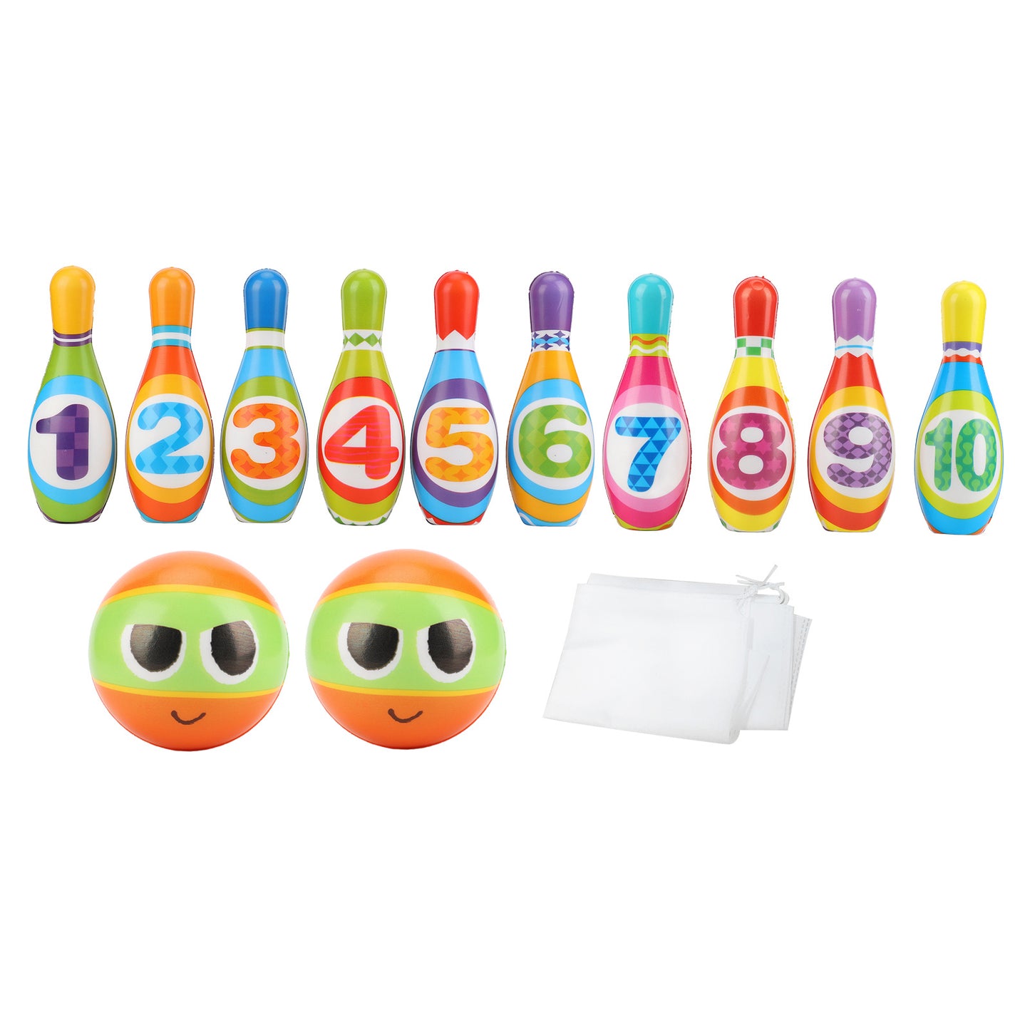 Kids Bowling Toys Set Soft Colorful PU Cotton Educational Game