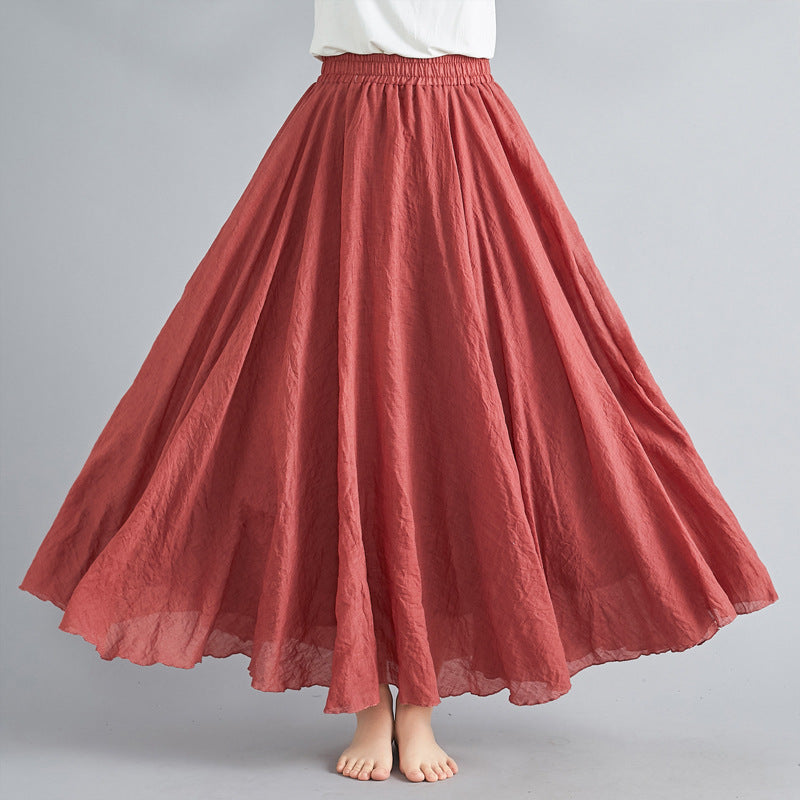 Lady Literature Plus Size Cotton And Linen Skirt