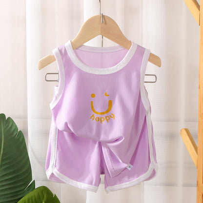 Children's Quick Drying Clothes Vest Suit Summer Ice Silk