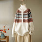 Shuqiu Retro Love Jacquard Round Neck Sweater Women