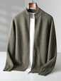 Pure Wool Knit Double-strand Thickening Stand Collar Cashmere Cardigan