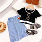 Childrens Two Piece Short Sleeved Denim Skirt