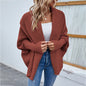 Loose Knitted Sweater Solid Bat Sleeve Large Lapel Cardigan