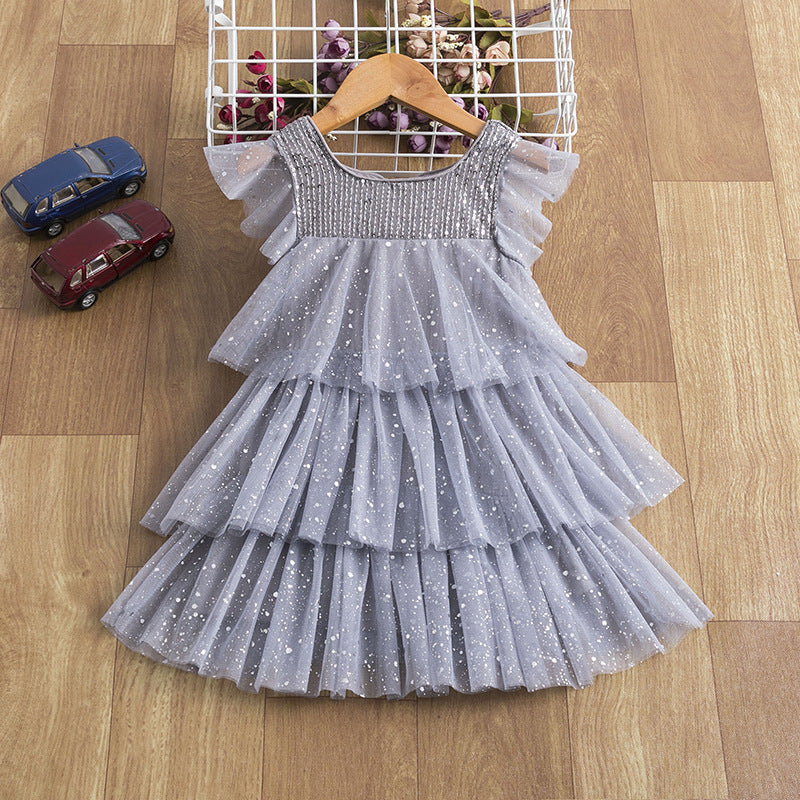 Girls' Fairy Sequined Mesh Dress