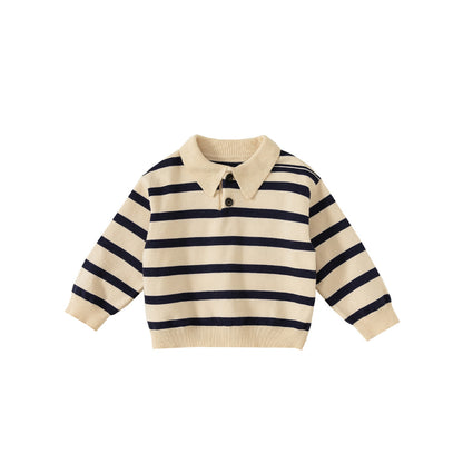 Kids' Sweater Polo Stripe Top Pullover Shirt