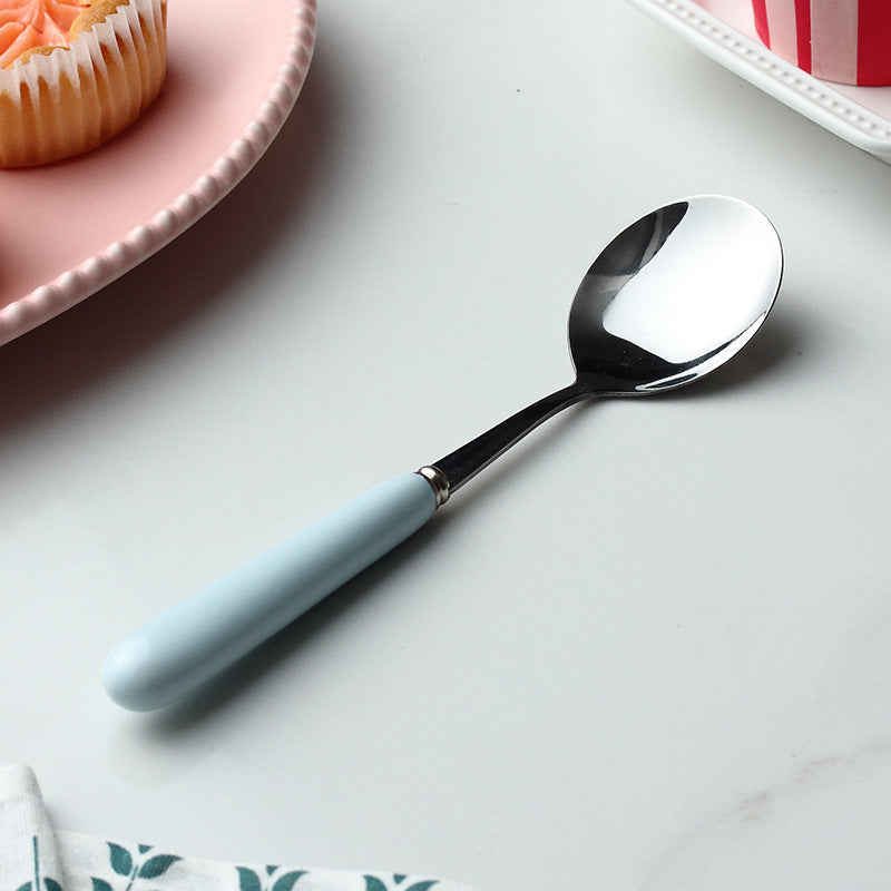 Candy Colored Ceramic Stainless Steel Spoon