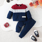 Color Matching Top Solid Color Pants Suit Baby Boy Cute Two-piece Set