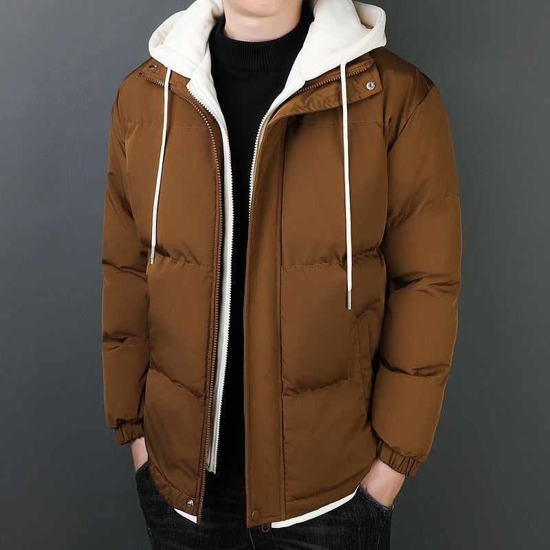 Mens Two-piece Windproof Warm Hooded Cotton Jacket