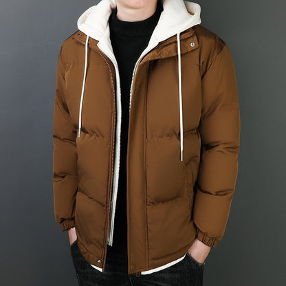 Mens Two-piece Windproof Warm Hooded Cotton Jacket