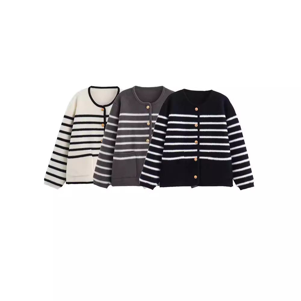 Women's Stripes Knitted Cardigan Jacket