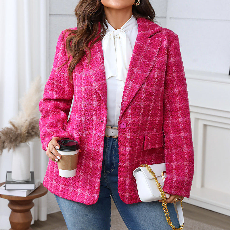 Temperament Commute Plaid Plus Size Coat