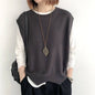 Knitted Vest Women's Vest Solid Color Loose Round Neck Irregular Pullover Short Crop-top Outerwear