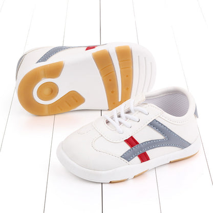 Front lace toddler rubber-soled toddler shoes