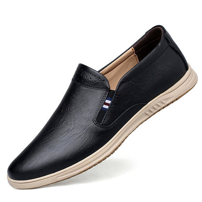 Casual Low-top Slip-on Two-layer Cowhide Flat Men's Shoes