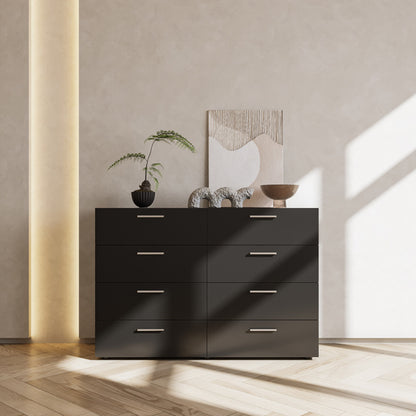 Black Particleboard Eight Drawer Cabinet