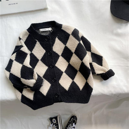 Children's Korean-style Loose Rhombus Sweater