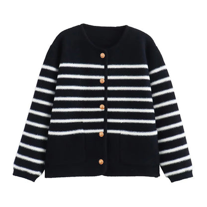 Women's Stripes Knitted Cardigan Jacket