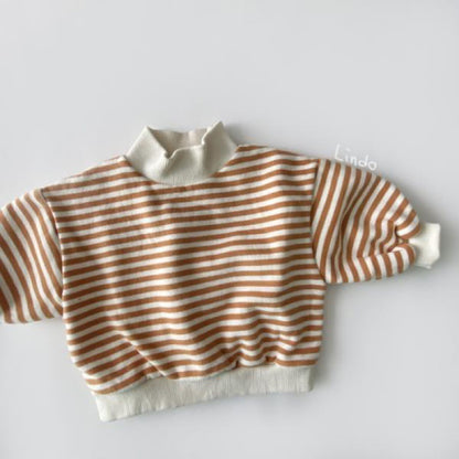 Children Striped High Neck Fleece Top