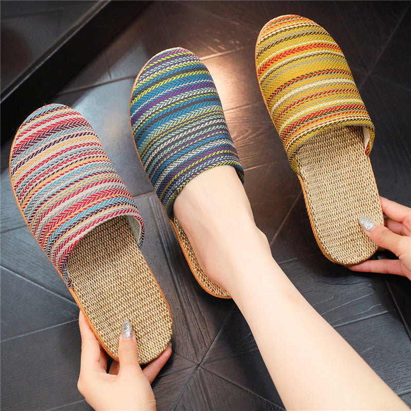 Linen Slippers Printed Cute