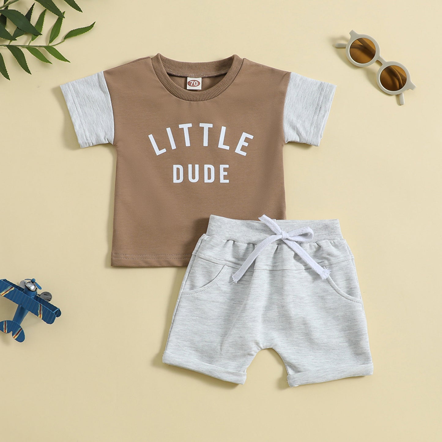 Children's Round Neck Letter Print Two-piece Set