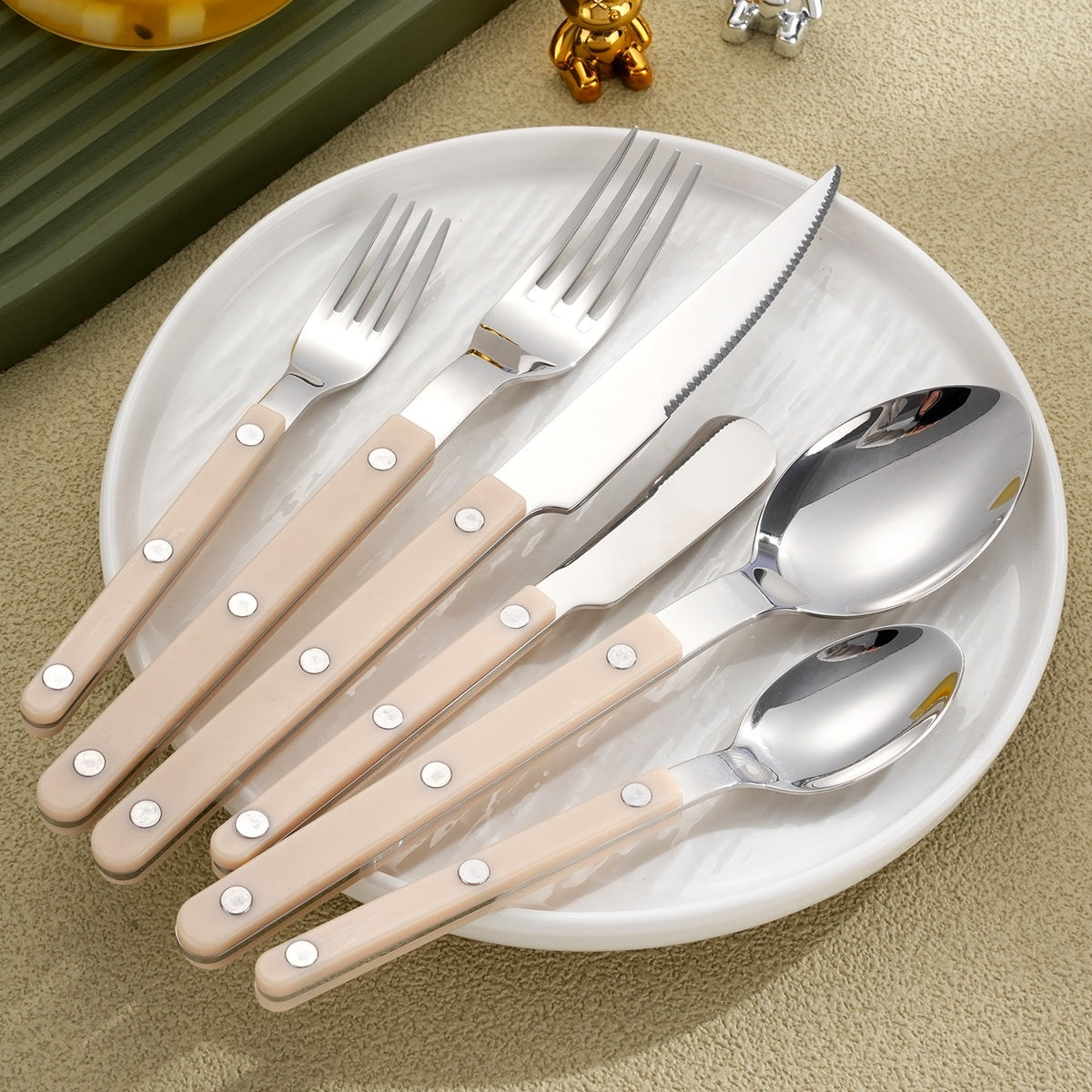 304 Stainless Steel Knife, Fork And Spoon French Rivet Tableware Clip Handle Hotel Western Dinner Set