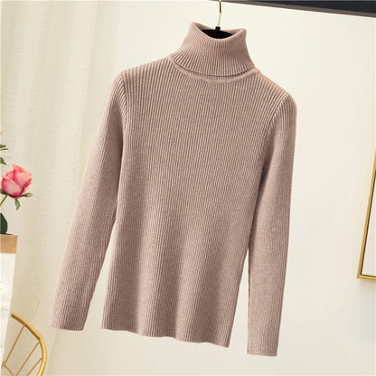 Tight pullover turtleneck sweater for women