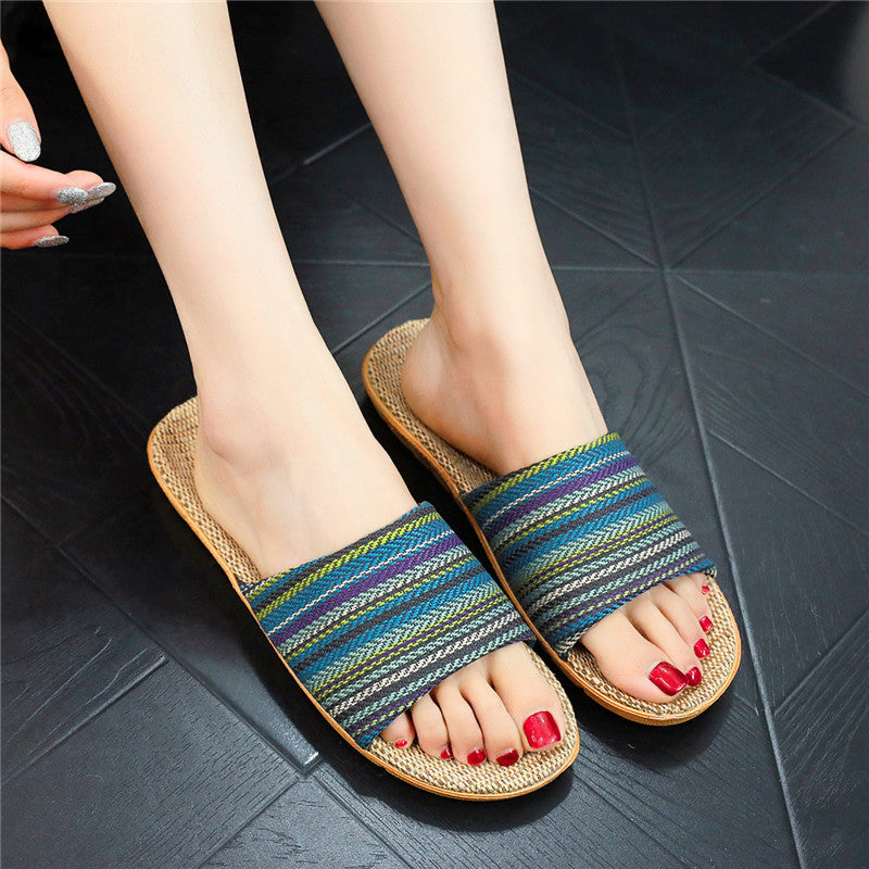 Linen Slippers Printed Cute