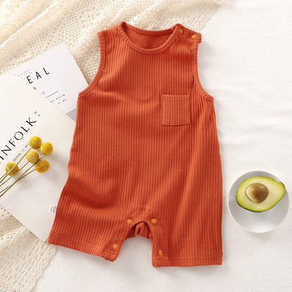 Baby Solid Color Breathable Cotton Jumpsuits