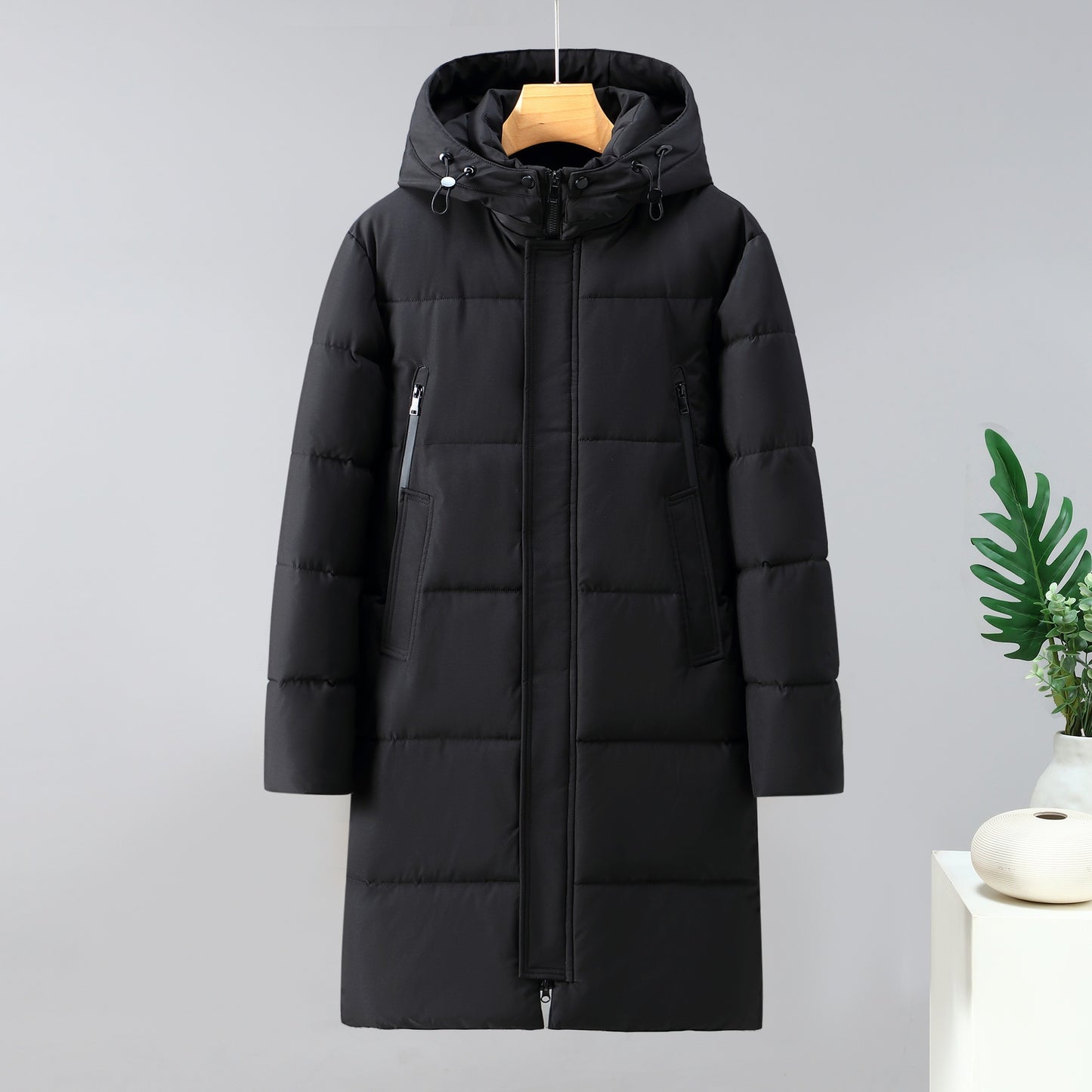 Mens Outdoor Windproof Warm Overknee Thickened coat