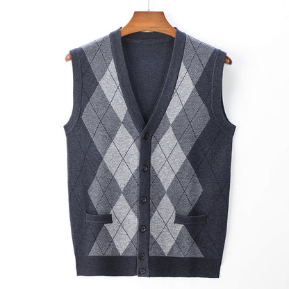 Men's Wool Vest Middle-aged Sleeveless